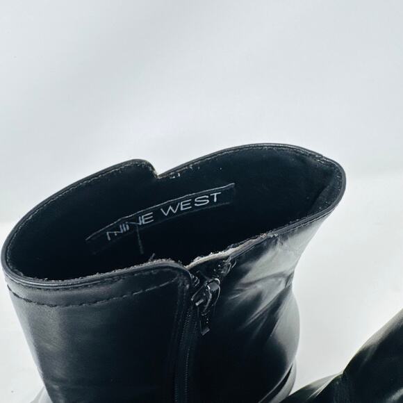 Vintage Nine West Black Leather Ankle Boots Square Toe Y2K 90s Minimalist Sz 7.5 - Picture 3 of 12